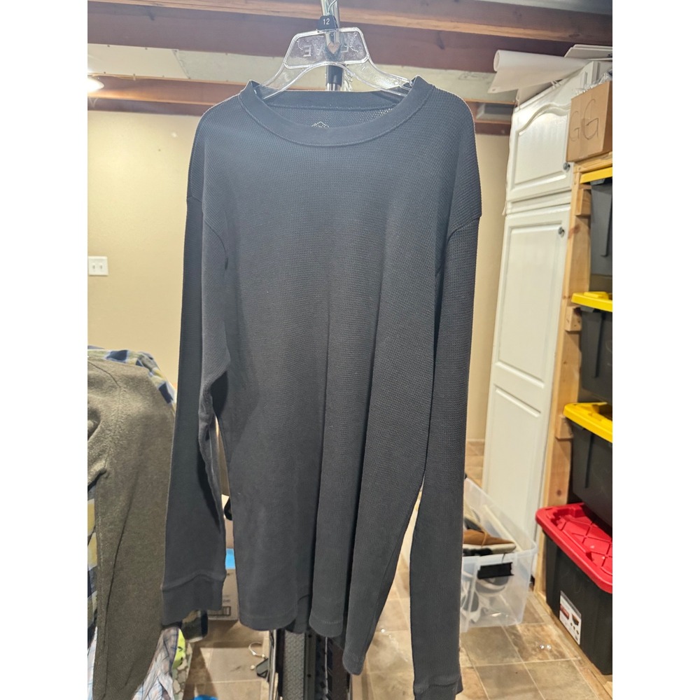 St Johns Bay Mens Charcoal Gray Waffle Knit Thermal Long Sleeve Shirt‎ XXL